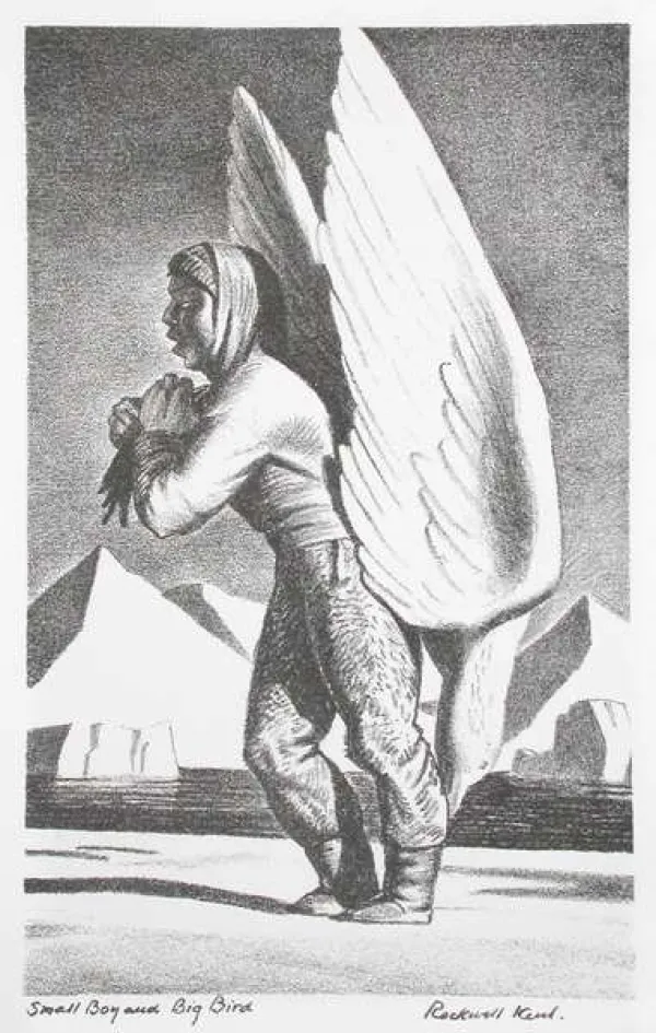 Rockwell Kent, Small Boy and Big Bird, Lithograph