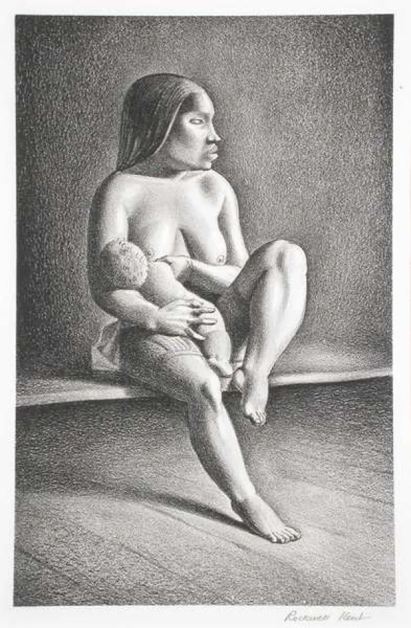 Rockwell Kent, Greenland Mother Nursing Child, Lithograph