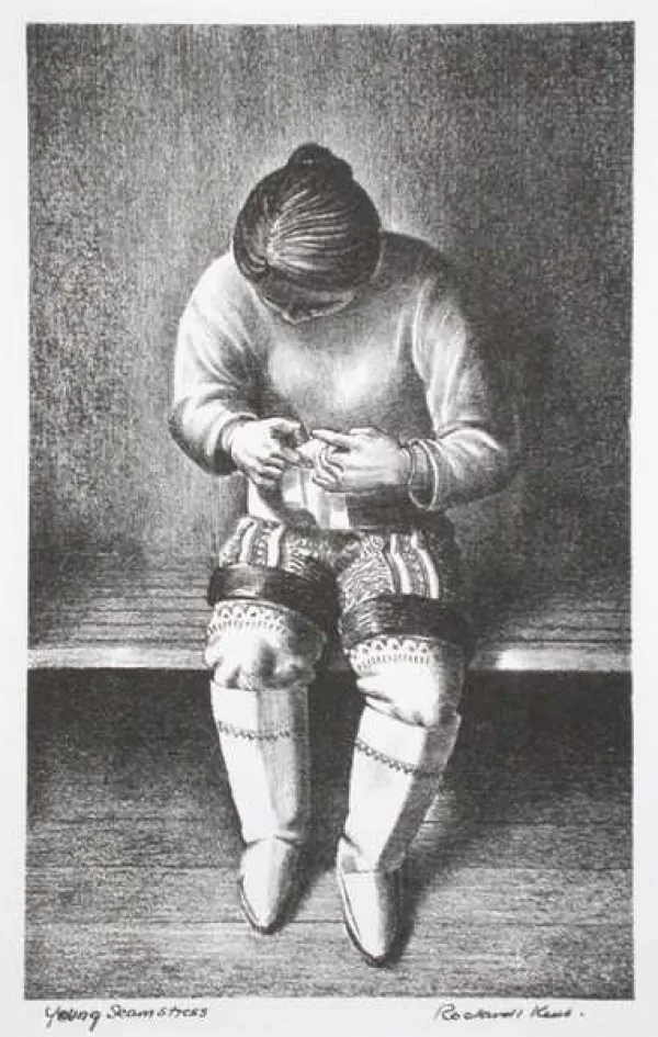 Rockwell Kent, Young Seamstress, Lithograph