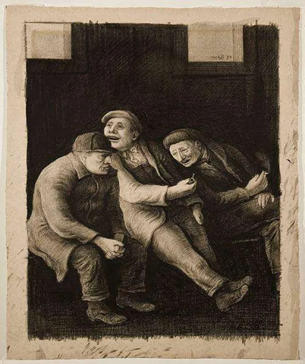 69.41.02, Miller Brittain, The Longshoremen, Graphite and Conte, 1939