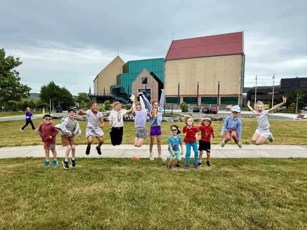 kids out front of the rooms 