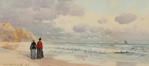 Two Women Walking on a Lake Erie Beach