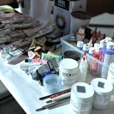 set up of paint and supplies