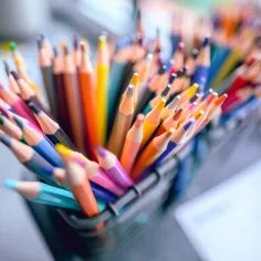 container of coloured pencil leads