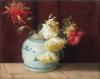 Chrysanthemums in a Qing Blue and White Vase